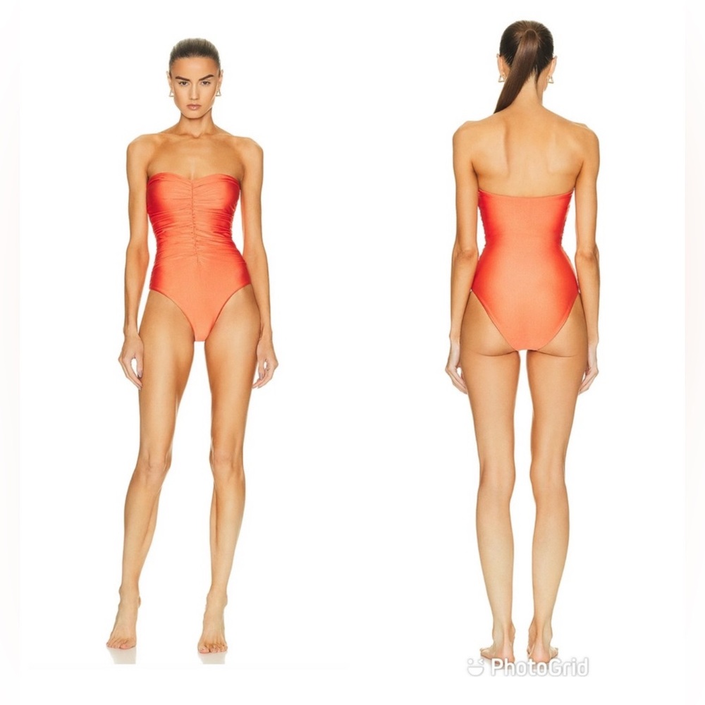 Jade Swim Yara One Piece Strapless One Piece Bathing Suit in Medium Koi Sheen